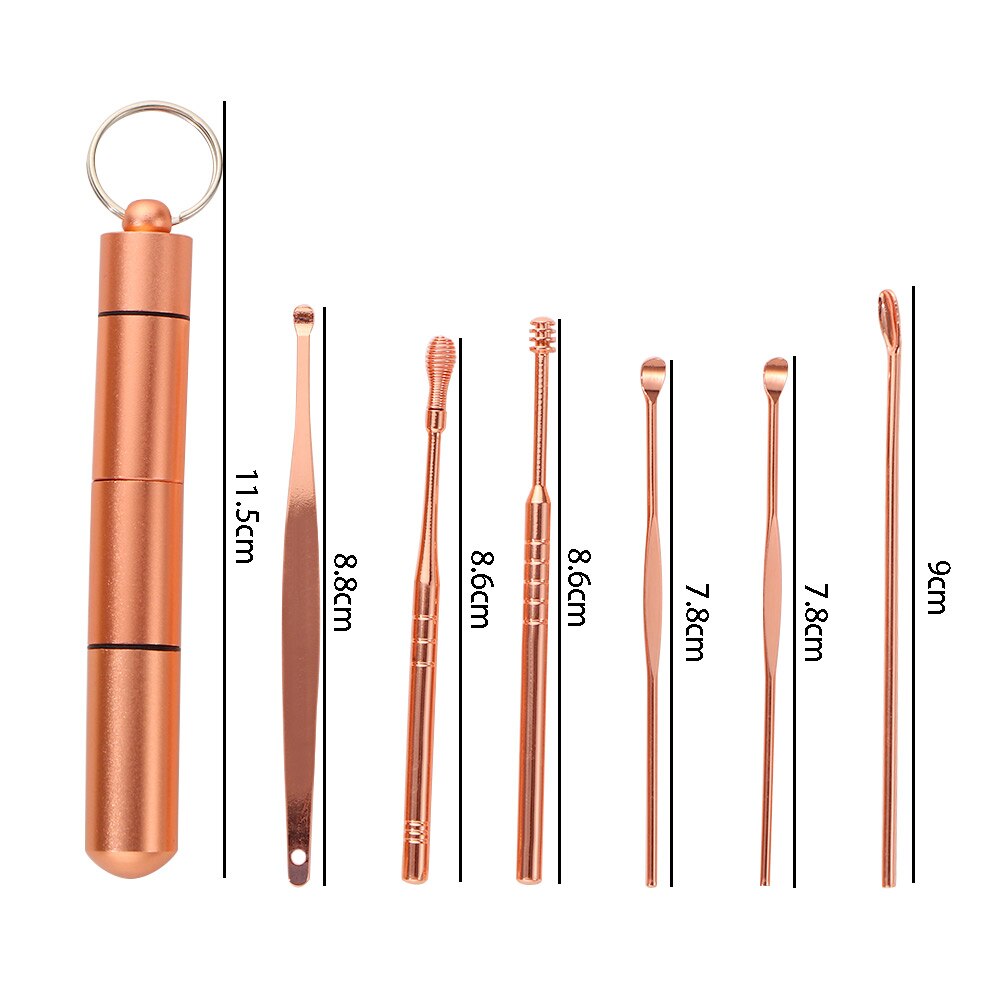 6 Stks/set Draagbare Roestvrij Stalen Spiraal Oor Pick Lepel Oorsmeer Removal Cleaning Earpick Oor Schoner Oor Lepel Care Tools