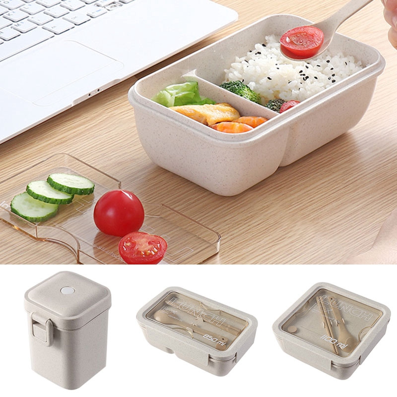 Bento Lunch Box Microwave Lunch Box Japanese Lunch Container Wheat Straw Food Container for Office Food Container for Kids Adult