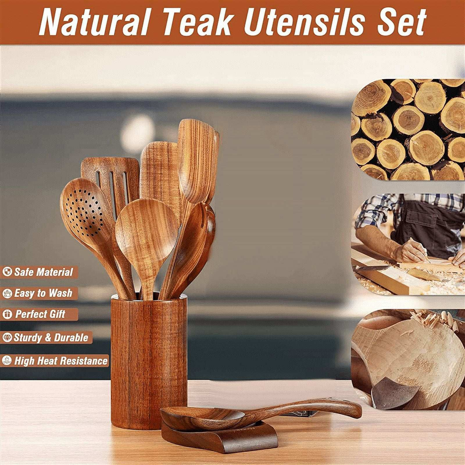 Wood Kitchenware Cooking Set Household Cooking Spoon Set Salad Spoon Fork Stirring Spoon Kitchen Baking Set
