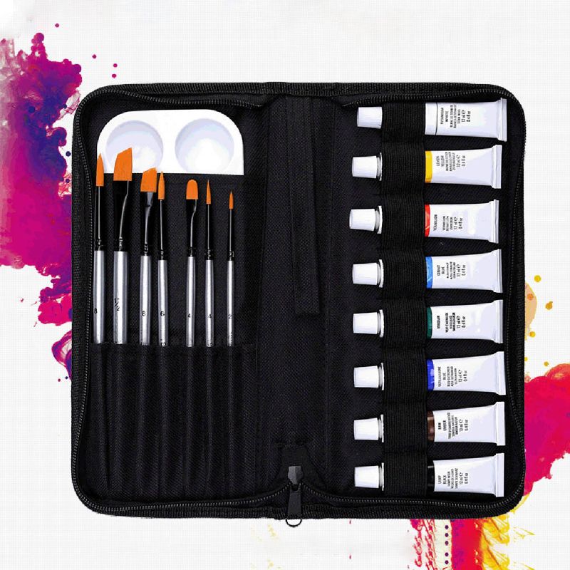 16pcs Acrylic Paints Brush Palette Set Hand Painted Artist Draw DIY DXAB
