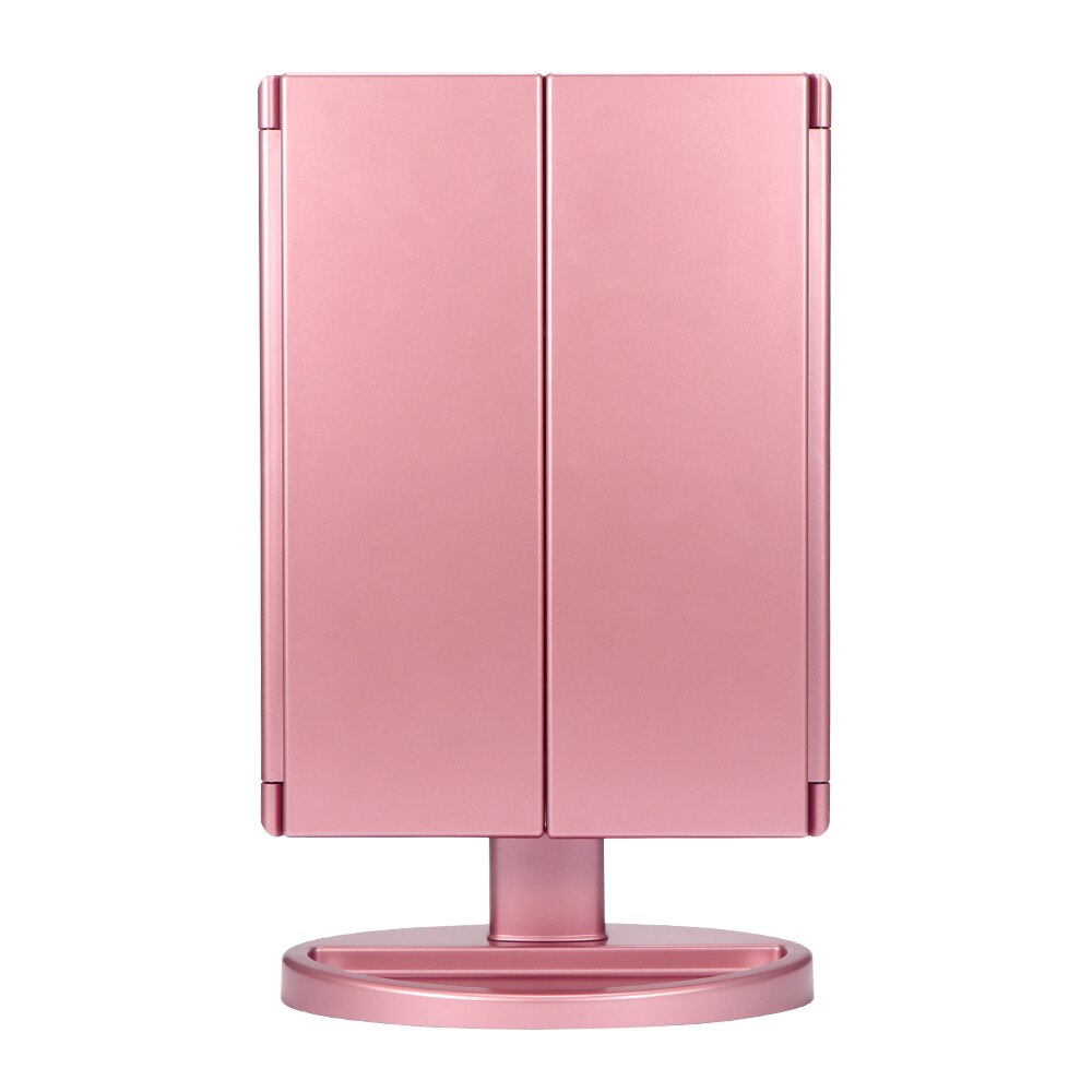 22 LED Makeup Mirror Touch Screen Mirror Lady's Home Desktop Three Sided Folding Mirror Night Light Definition Cosmetic Mirror