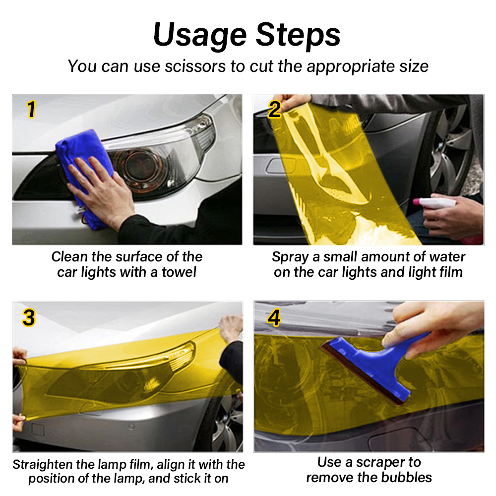 Auto Gelb Transparent Farbwechsel Lampe Film Vinyl Film Lampe Film Aufkleber Blatt Farbwechsel Rauch Matt Hinten Nebel Aufkleber