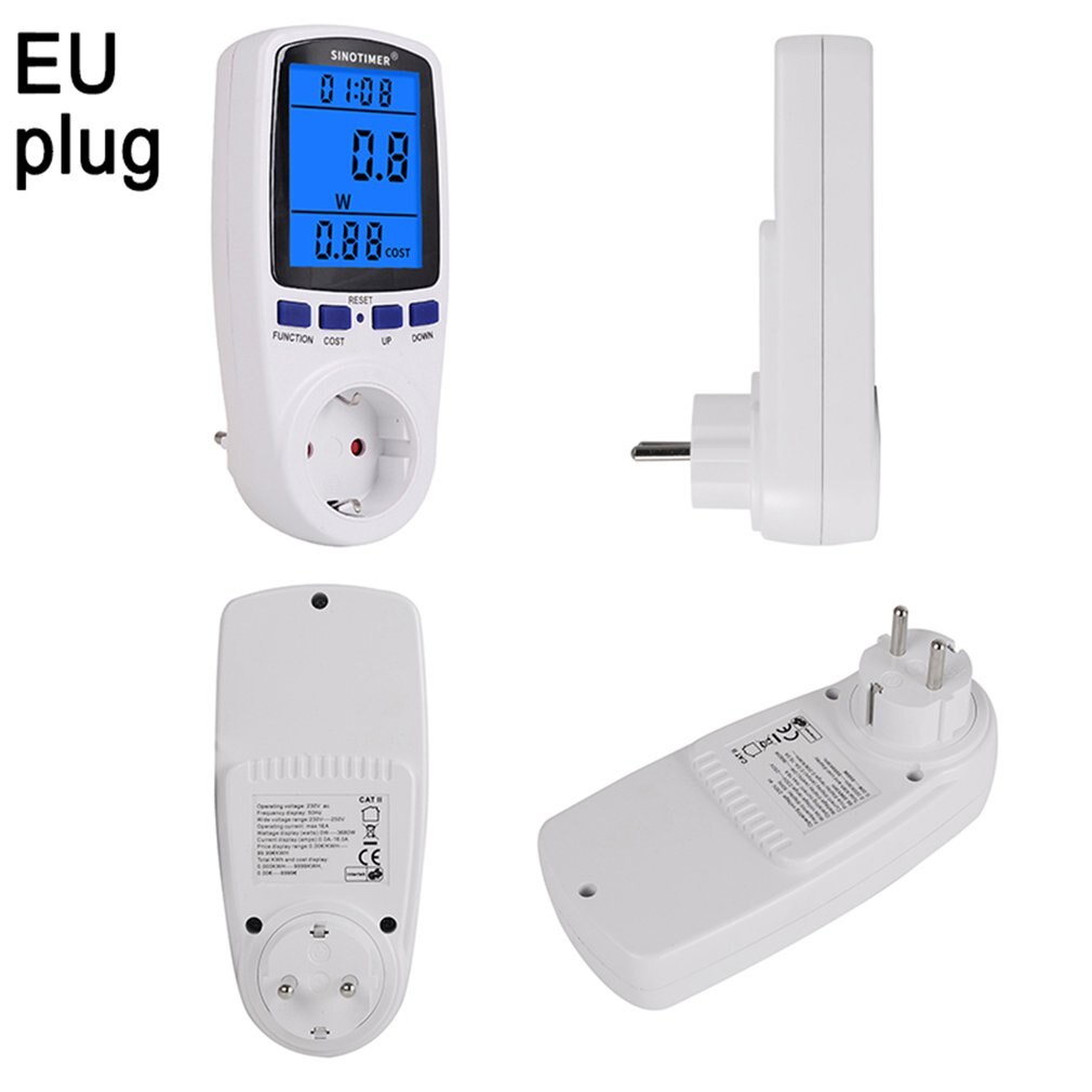 EU US UK FR BR AU Socket Digital Wattmeter Power Consumption Watt Energy Meter KWh AC 230V 120V Electricity With Backlights