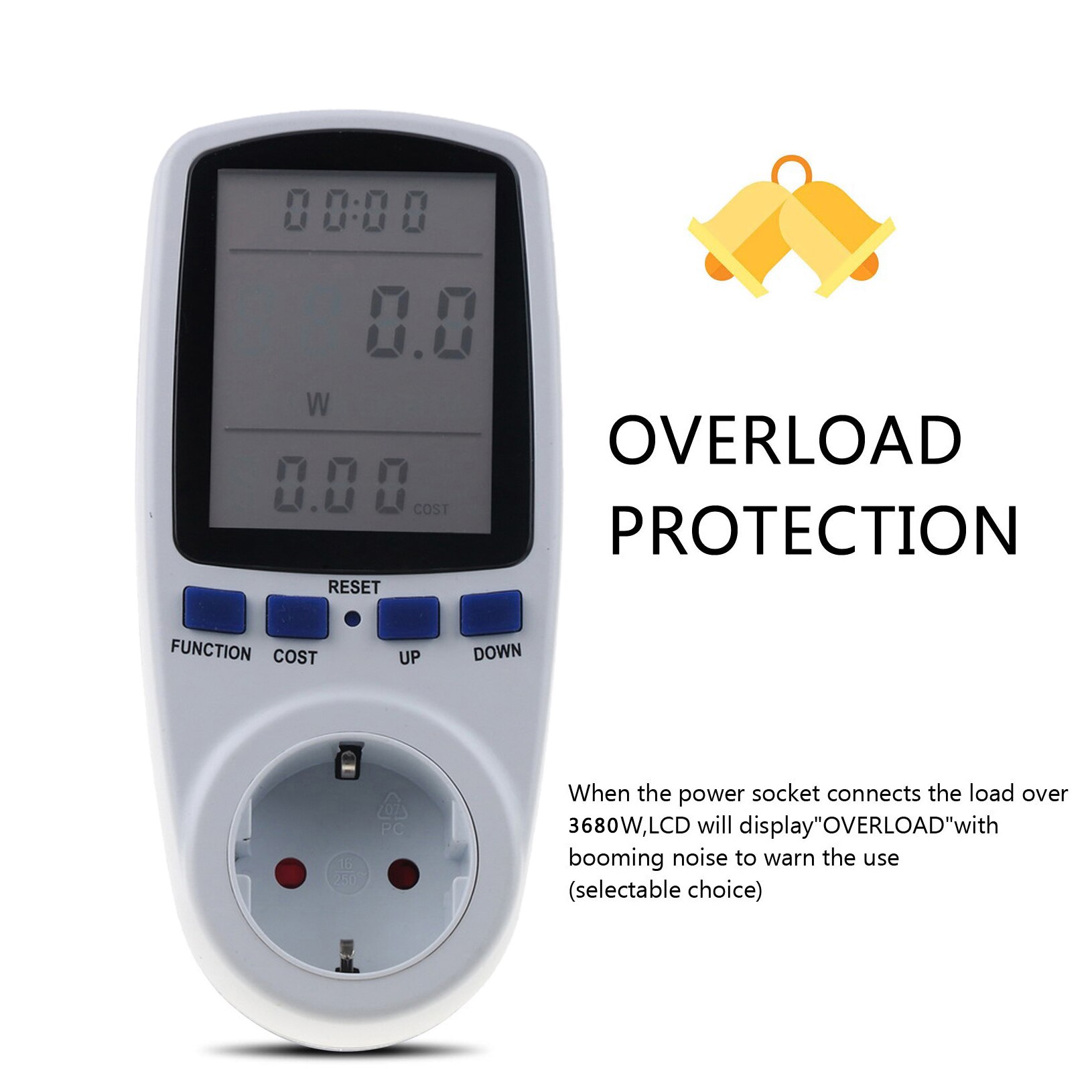 Digital EU Plug Wattmeter Power Meter Wattage Kwh Energy Meter KWh LCD AC 230V Electricity Analyzer