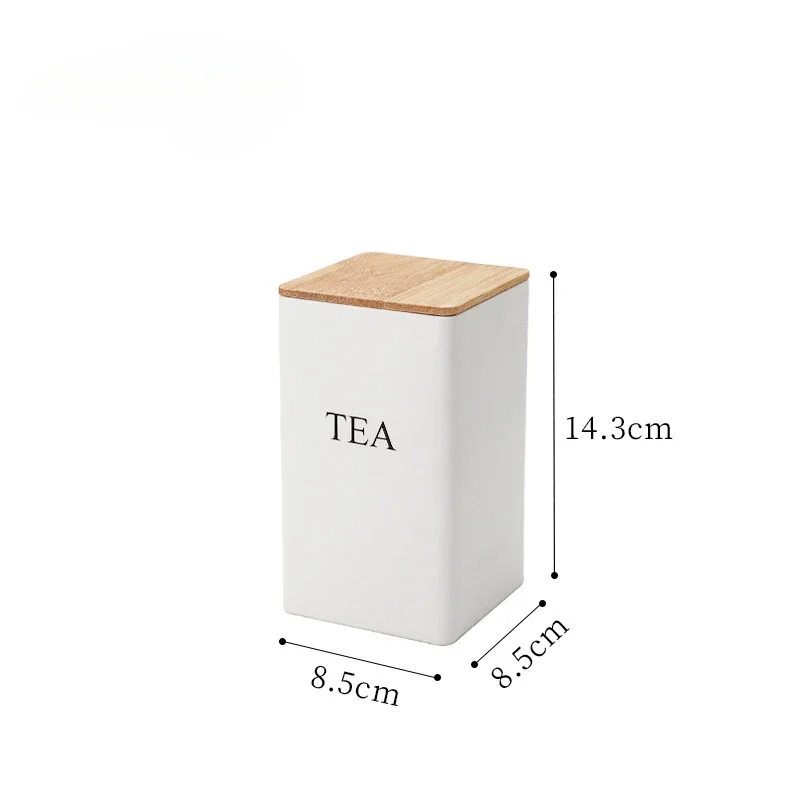 Coffee Bean Storage Airtight Containers for Food Conteiners Simple Style Bamboo Cover Iron Art Tea Can Sugar Bowl Kitchen Items: black