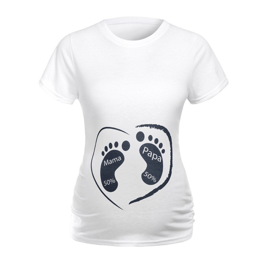 Camiseta con estampado de dibujos animados para premamá de manga corta, ropa de embarazo, cuello redondo, para embarazadas, 22019: 3 XL
