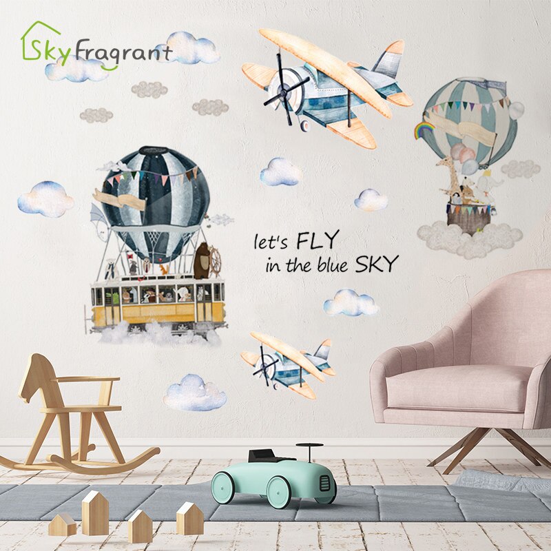 Stor tegneserie luftballon wallsticker fly klistermærker selvklæbende børneværelse dekoration boligindretning baby soveværelse indretning