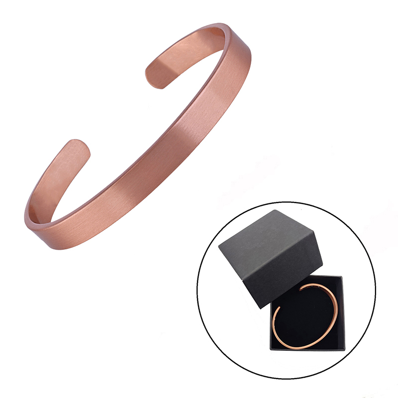 Enkelt smyckeset i ren koppar armband ringar manschett magnetiska armband för kvinnor män artrit hälsa massiva kopparsmycken: Försilvrad