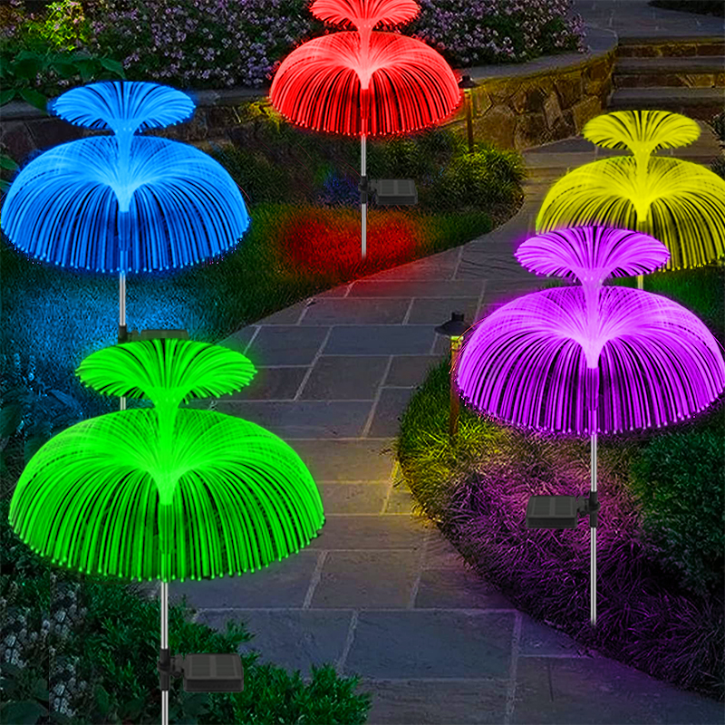 Luces solares para camino de jardín al aire libre, decoración de medusas, luces de césped, energía Solar, impermeable, pasarela, Patio, decoración, flores, lámpara