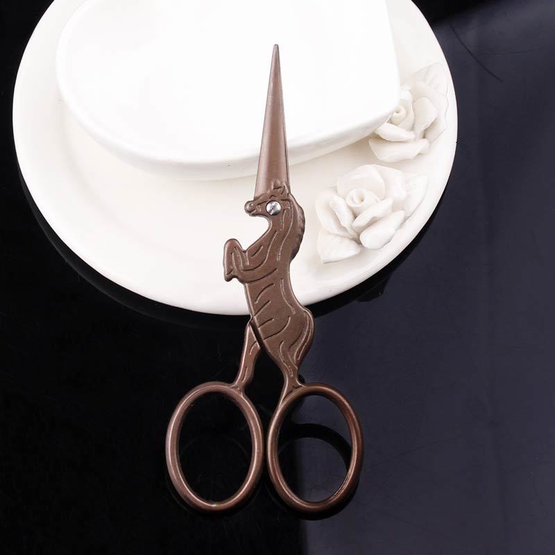 Herramienta de costura europea Retro unicornio tijeras para Sastre bordado tijera artesanía clásica tela puntada antigua Arte Cruz: JD0077