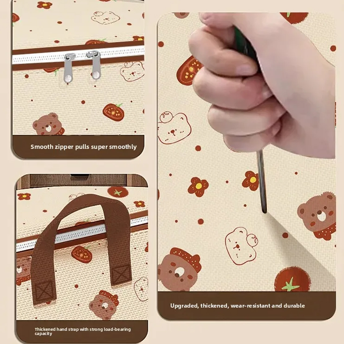 Large Capacity Clothes Storage Bag Bear Cartoon Waterproof Moving Packing Bag Home Use Blanket Organizer Moisture Proof S