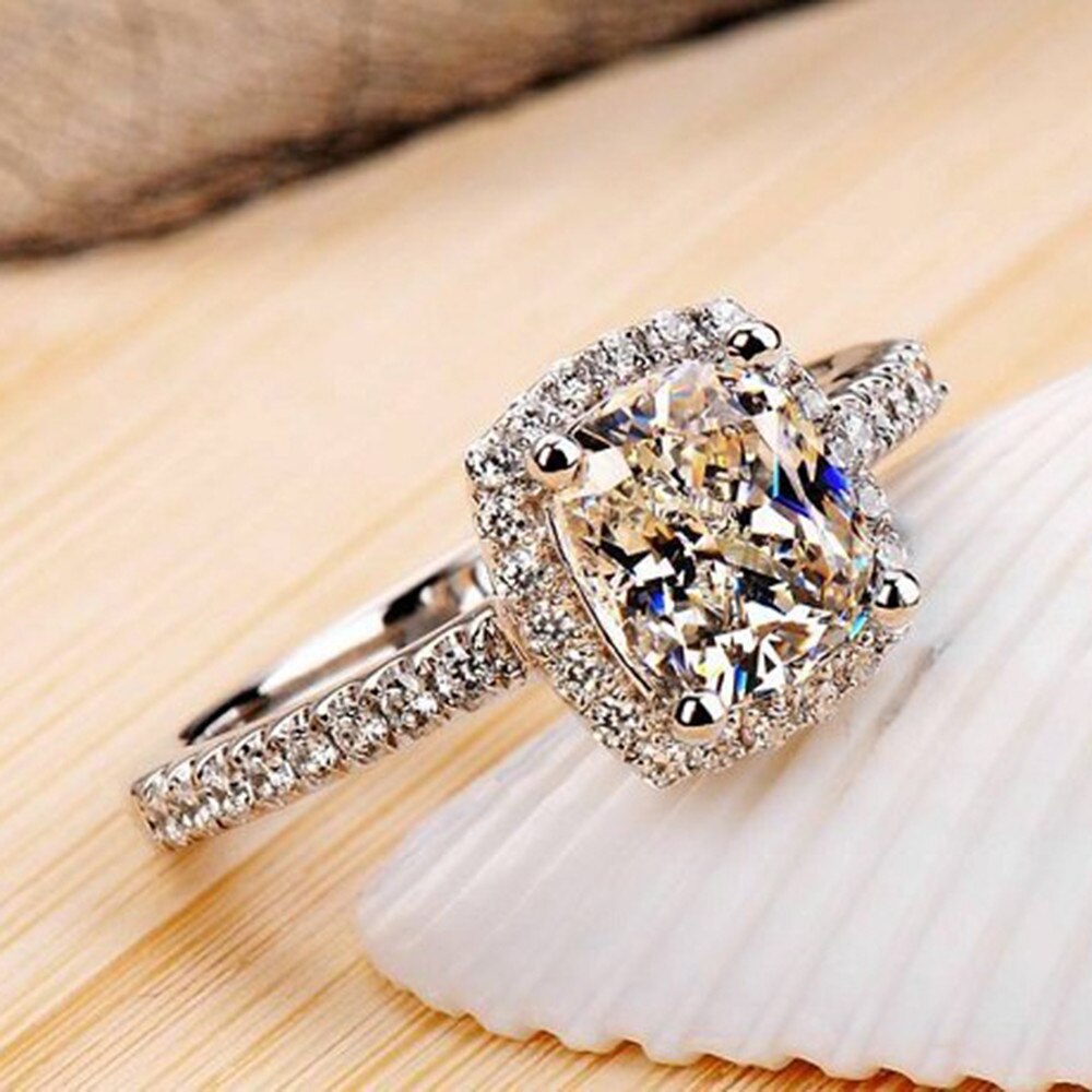 elegante Weiße Oval Zirkonia Ring CZ Hochzeit Schmuck Gefüllt Engagement Versprechen Ringe für Frauen Anillos Mujer