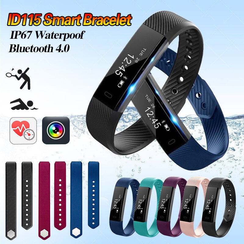 ID115 Smart Armband Sport Bluetooth Polsbandje Hartslagmeter Horloge Activiteit Fitness Tracker Stappenteller Voor Ios Android