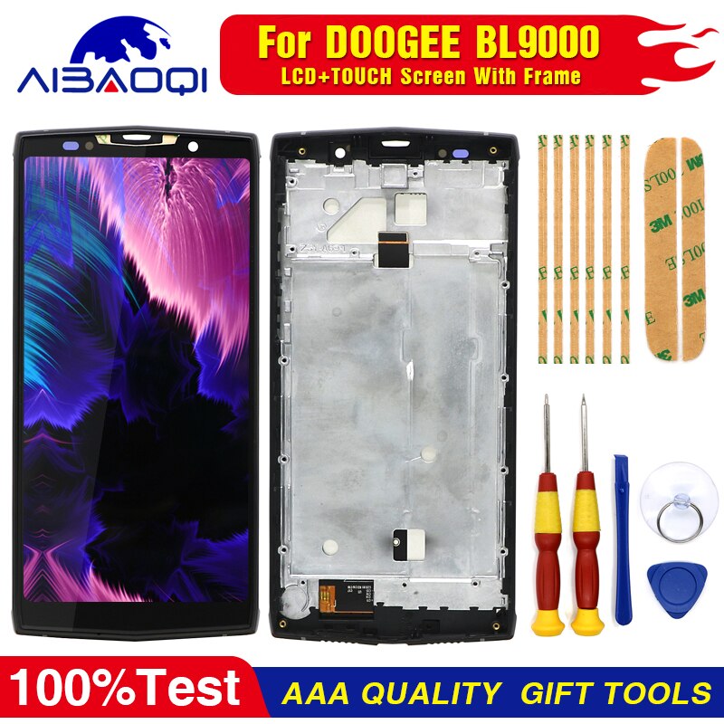 Original Touch Screen LCD Display For Doogee BL9000 Digitizer Assembly With Frame Replacement Parts+Disassemble Tool: Screen With Frame