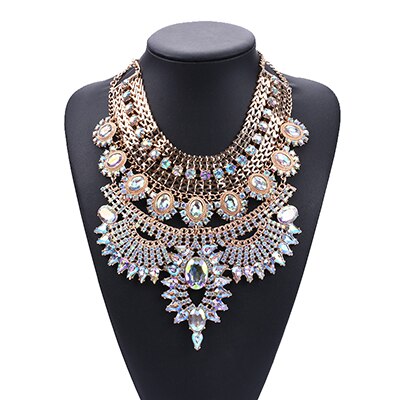 Indian Statement Big Chokers Necklace Women Crystal Large Collar Necklaces Female Big bib Necklace Boho Ethnic Costume Jewelry: ab shine