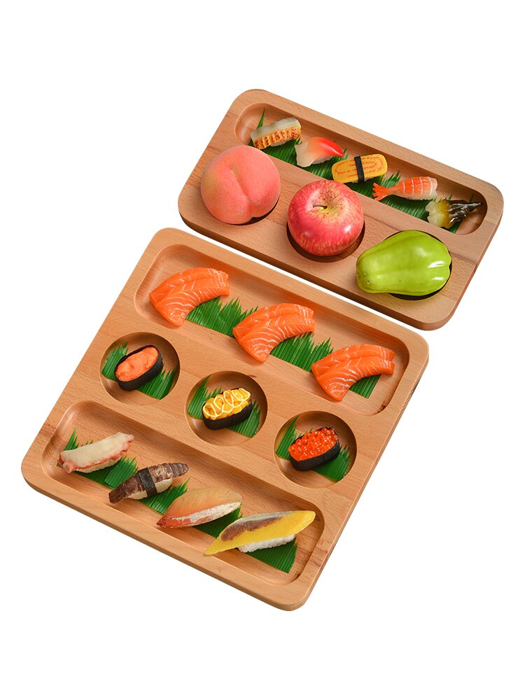 Massivt tre frukt tallerkener peanøtter form desserter tallerken sushi tallerken blad form desserter tallerken flerbruks serveringsbrett