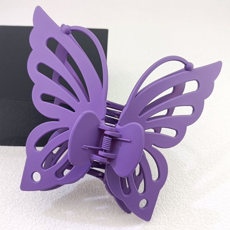 Pinza para el pelo para la cabeza trasera para niñas y mujeres, dulce verano, 13,5 cm, ala de doble capa, antena hueca, pinza para el pelo de plástico de mariposa: Azul cielo