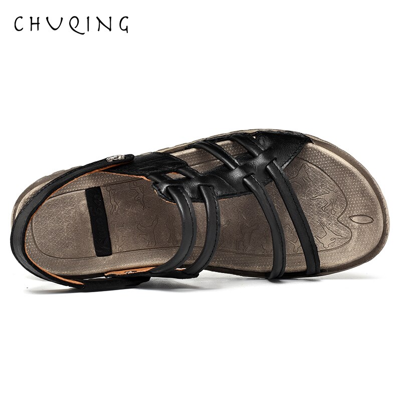 Sommer sandaler mænd vand trekking sandaler læder klassiske romerske sandaler slipper udendørs sneaker