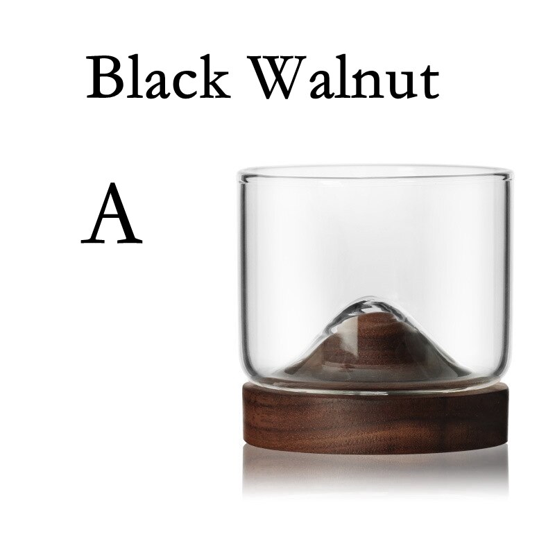 Vasos de whisky de vidrio Brandy Snifters vino Whiskey gafas Base de madera de nogal tazas para Barra de licor XO Chivas copa de vidrio decoración del hogar: A