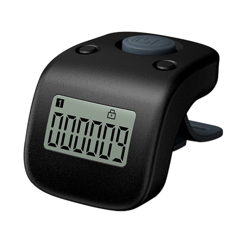 Mini Rechargeable Digital LCD Electronic Finger Ring Hand Tally Counter Six/6 Digit beads/Prayer Counter Clicker: black
