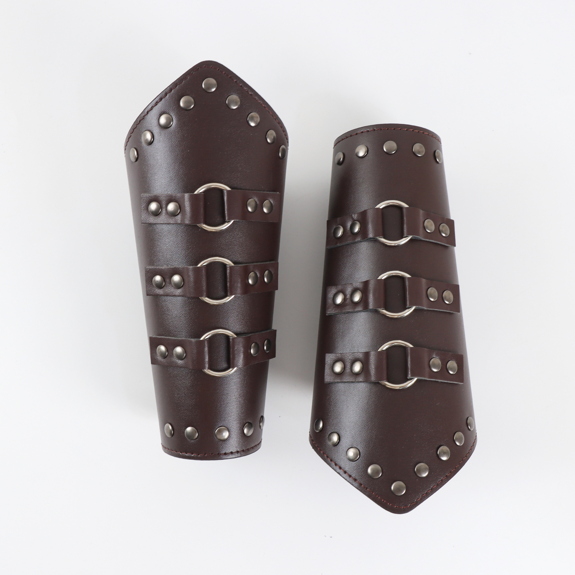Medieval Retro Multi-Layered Leather Studded Shoulders Viking Style Warrior Shoulder Armor Combo Halloween Costume Cosplay: Orange