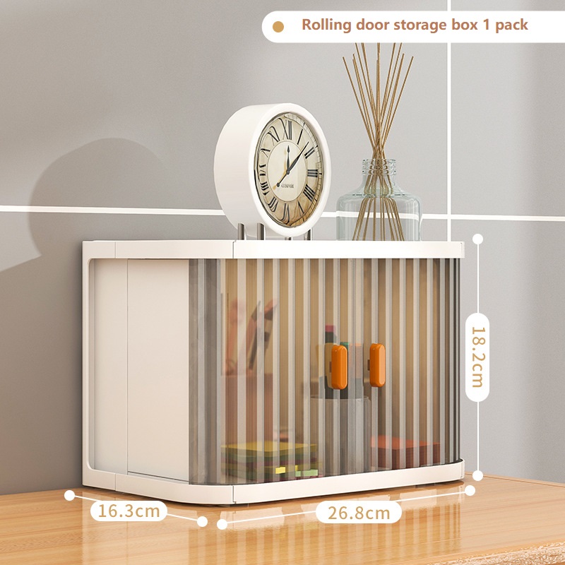 Formwell Boîte de rangement de table, petite boîte de rangement avec porte coulissante, pliable, empilable