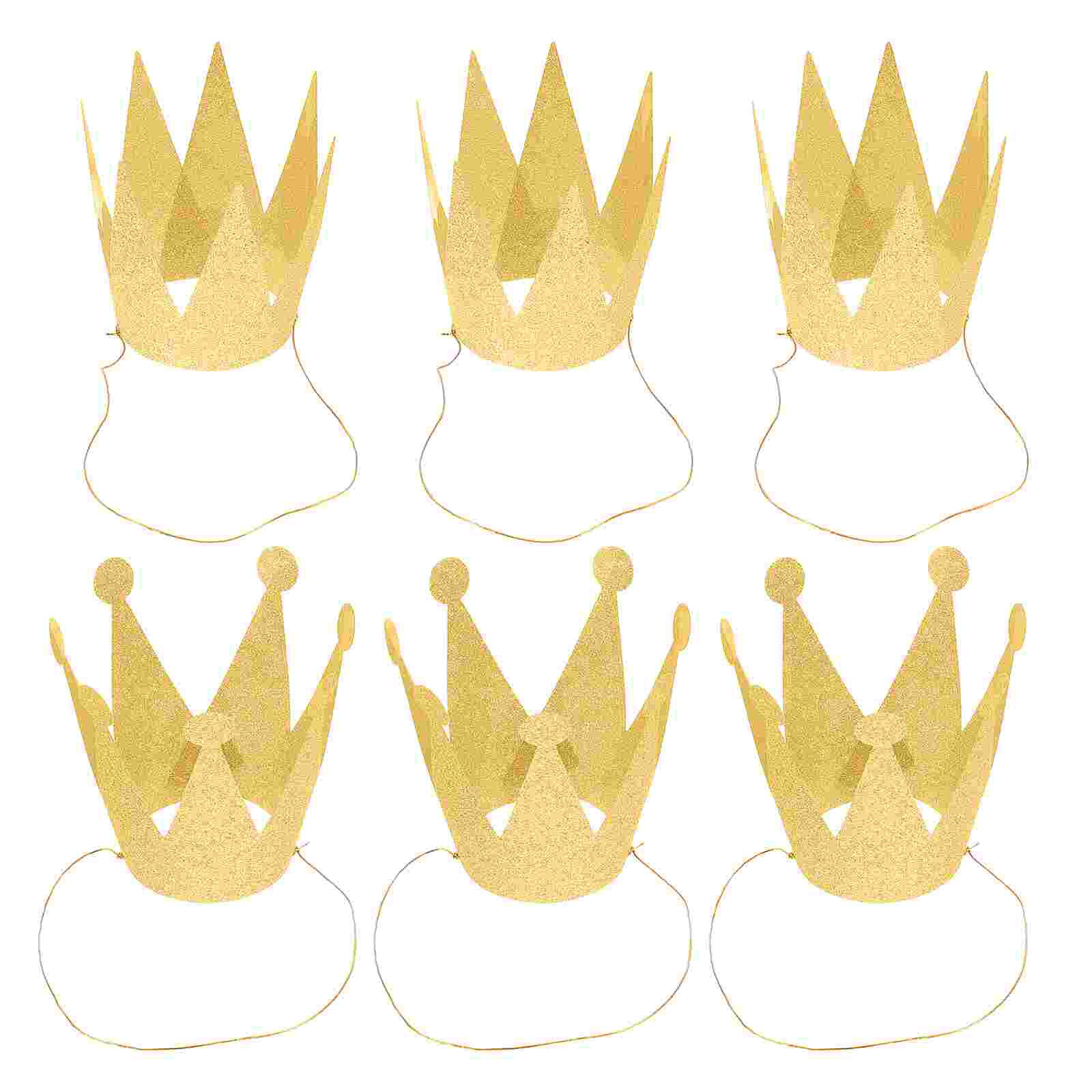 6Pcs Birthday Crown Hats Delicate Glitter Chic Exquisite Crown Shape Hats Party Hats for Gathering Birthday