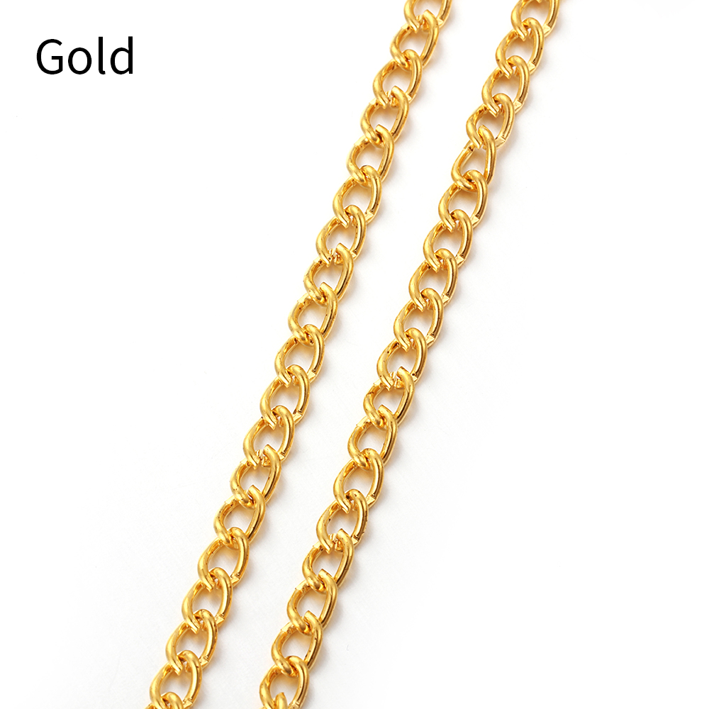 2 m/lote de cadenas para collar y pulsera, cadena de eslabones chapada en plata/oro/negro de armas/bronce de 2,5/3,5/4,5mm para accesorios de fabricación de joyería DIY