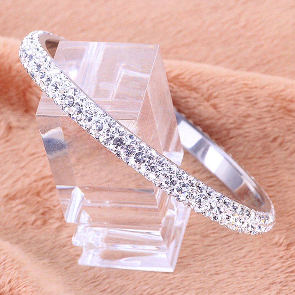 trois rangées cristal Pave bracelets pour les femmes de en acier inoxydable bijoux Bracelet Bracelet