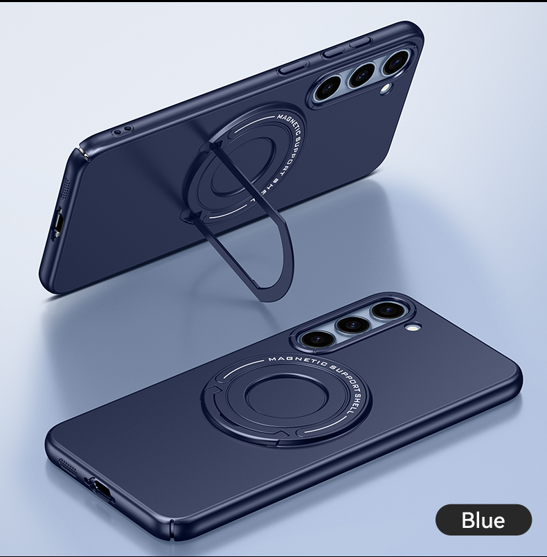 Ultra Thin Hidden Stand Hard Case For Samsung Galaxy S25 Ultra S24 S23 Plus 5G Kick Stand Magnetic Cover For Magsfae Car Charger: Blue / Galaxy S25 Ultra