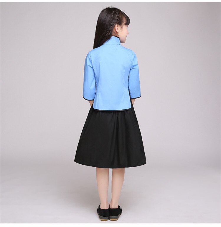 Children's Chinese style student wear girls costumes summer retro wind chorus suit graduation class service