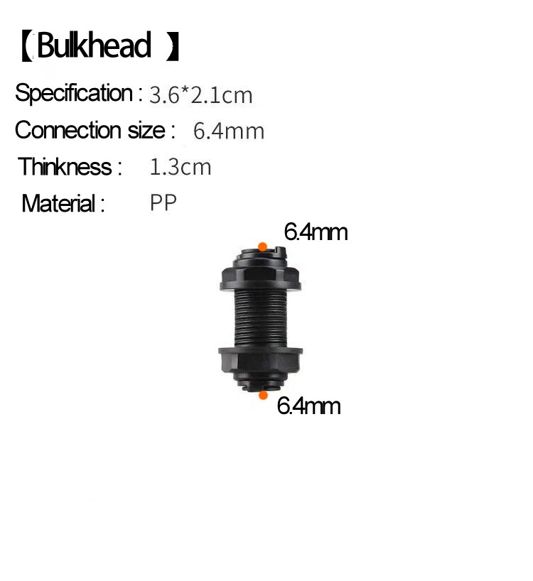 HEMAN 1/4'' Pipe Tee Elbow Quick Connector End Cap Bulkhead Adapter Aquarium Fittings Top Joints Anti-leaking 2pcs: Bulkhead black