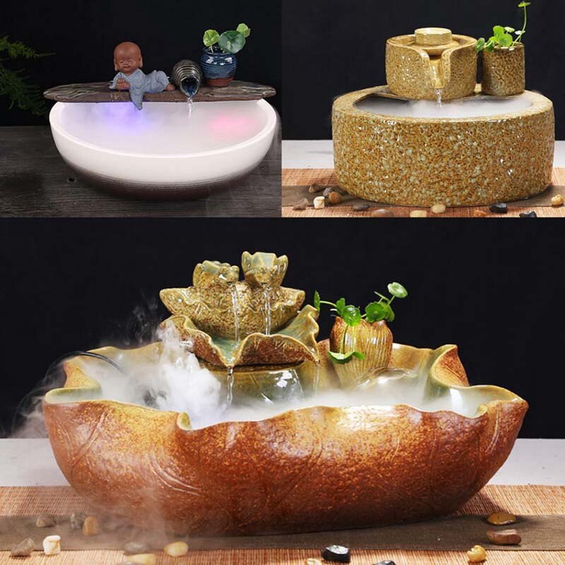 ABRA-24V Color Changing Ultrasonic Mist Maker Fogger Water Fountain Pond Atomizer Air Humidifier 12 LED with Adapter