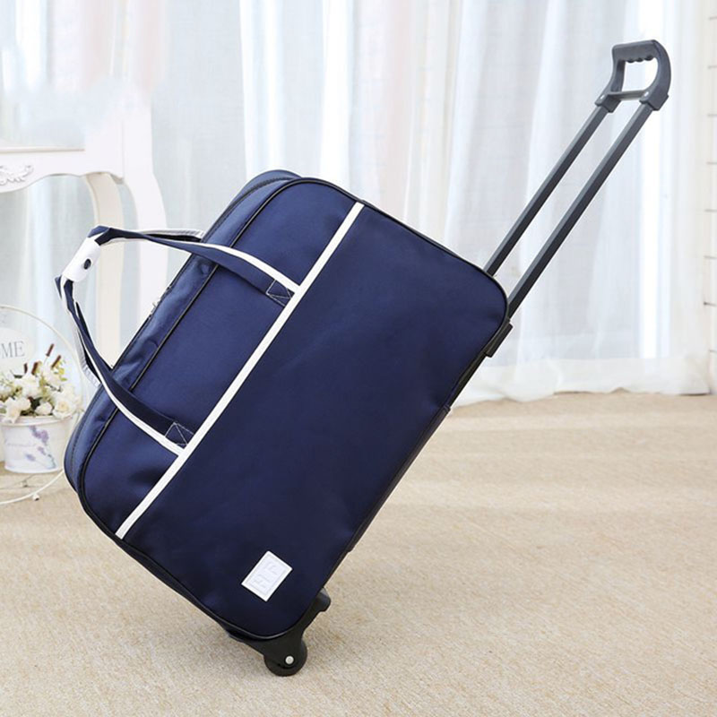 Waterproof Luggage Bag Handbag Thick Style Rolling Suitcase Trolley Luggage Men and Women Travel Bag With Wheels suitcases: Dark blue / 20"