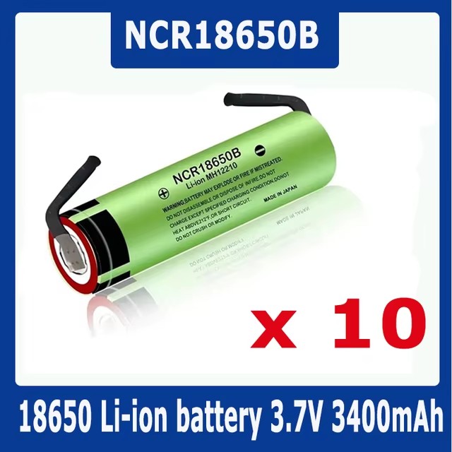 18650 Bateria NCR18650B 3,7 V 3400 mah Baterie litowe 18650 z arkuszem niklowym do spawania DIY: Srebrny
