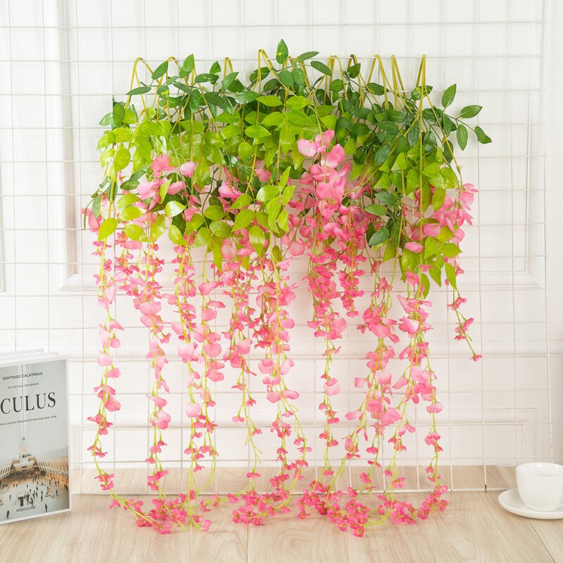 1PC 110cm Silk Wisteria Flowers White Hanging Flower For Decor Artificial Plants For Wedding Party Wall Decoration DIY Home