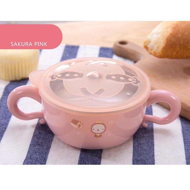 Baby Cup Stijl Grote Oren Baby Kinderen Leren Drinken Beker Kom Warmte-isolatie Voeden Schotel Kopjes Melk Cup: Pink Bowl