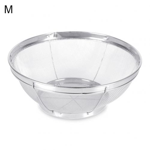 Stainless Steel Fine Mesh Washing Rice Strainer Portable Fruits Vegetable Sieve Colander Multifunctional Kitchen Supplies: M