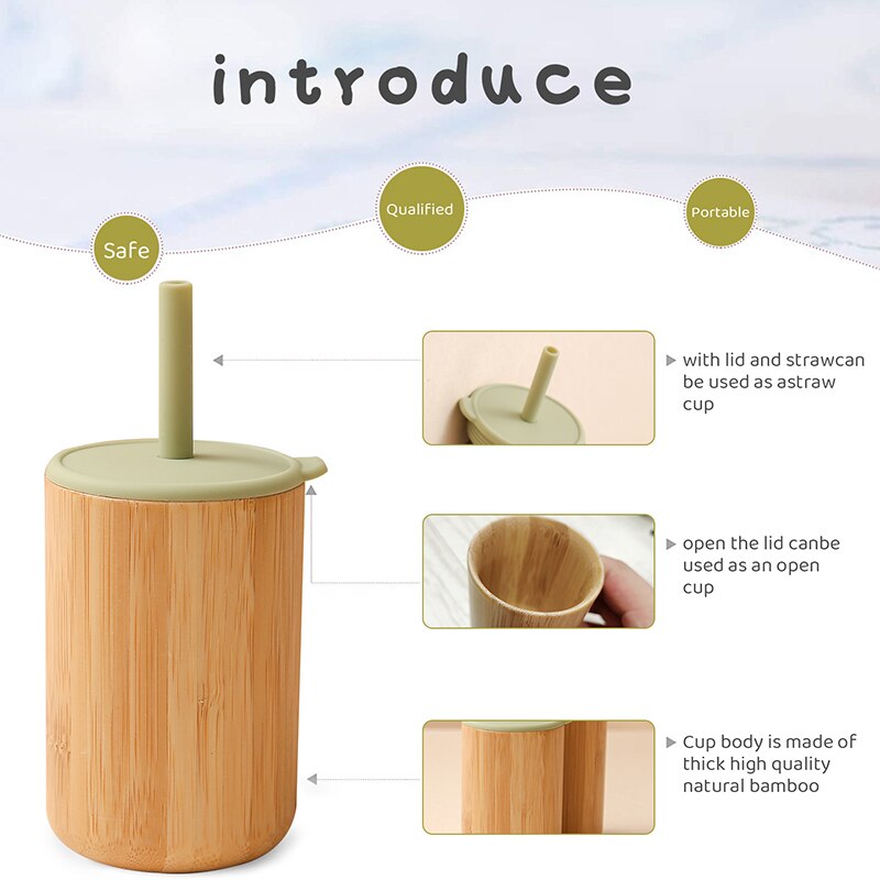 1 PCS Baby Feeding Cup With Straw Children Learn Feeding Drinking Bamboo Kids Training Cup with Straw