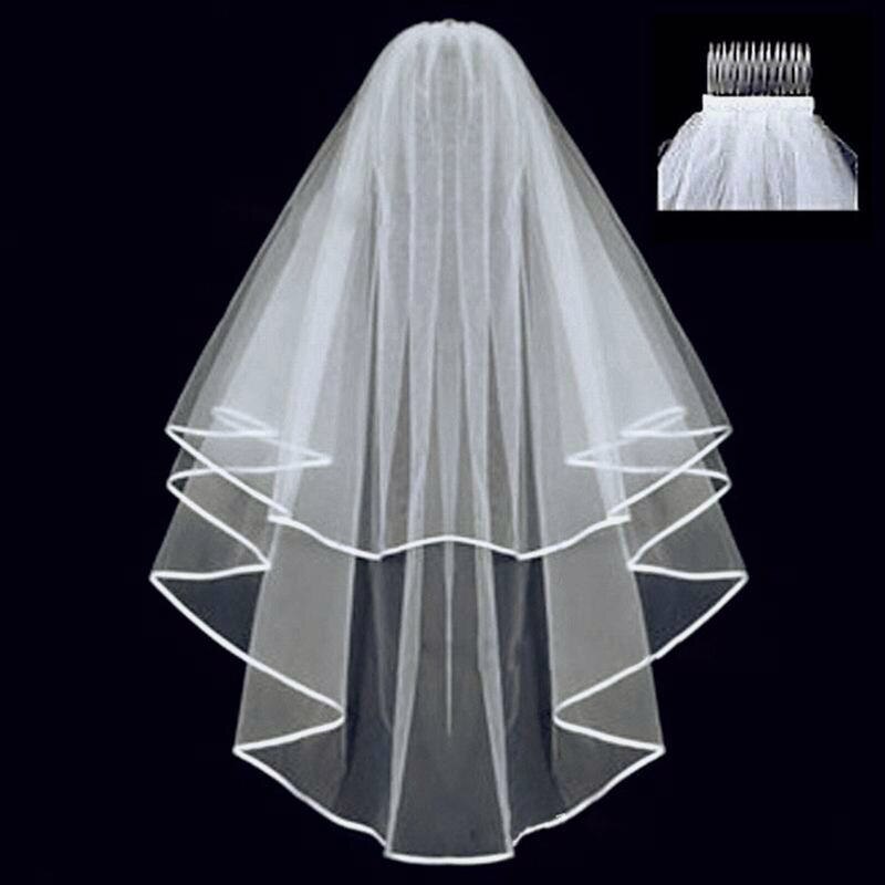 Schwarz Weiß Spitze Braut Schleier mit Kamm Zwei Schicht Elegante Jahrgang Hochzeit Schleier für Braut Cosplay Kostüm Haar Zubehör: D-2
