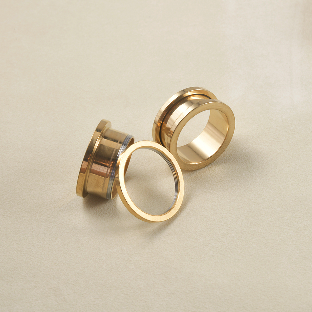 1 paar Rvs Goud Kleur Zwart Oordoppen Earlets Oor Expanders Schroef Terug Meters Body Piercing Sieraden 1.6mm-25mm