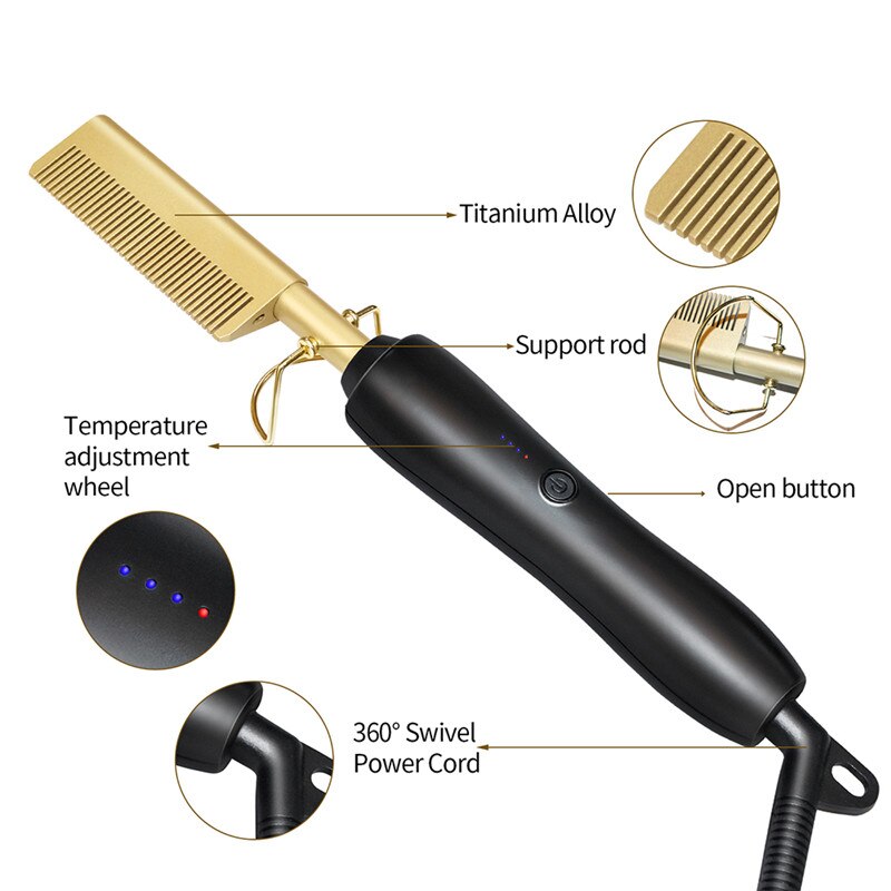 Stijltang Strijkijzers Kam Haar Rechttrekken Borstel Verwarming Kam Haar Rechte Styler Curling Iron Hair Curler Kam