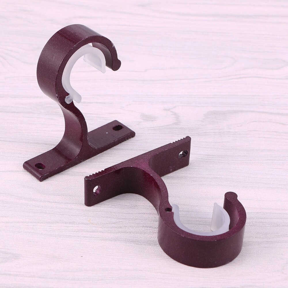 2PCS Curtain Rail Bracket Durable Curtain Bracket Hooks Double Curtain Rod Bracket for Bedroom Home: Dark Red