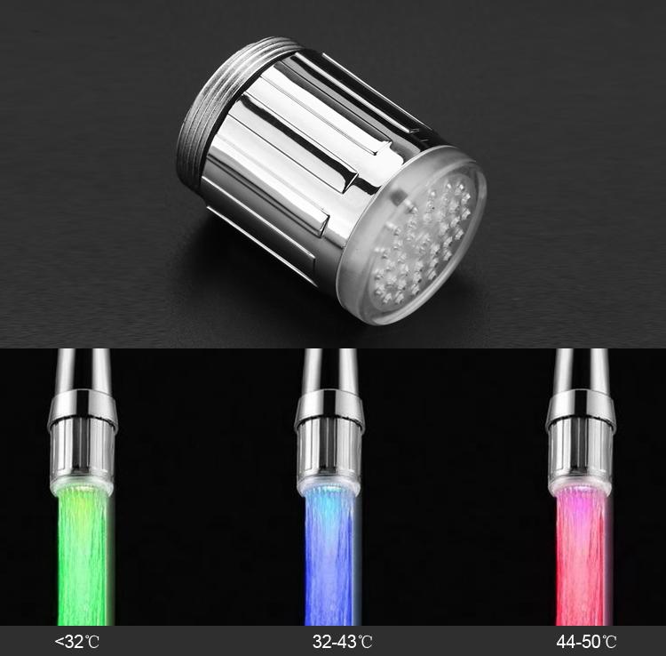 3 kleur Veranderende LED Licht Kraan Water Tap LED Licht Kraan Temperatuur Sensing Wastafel kraan Keuken Badkamer Benodigdheden