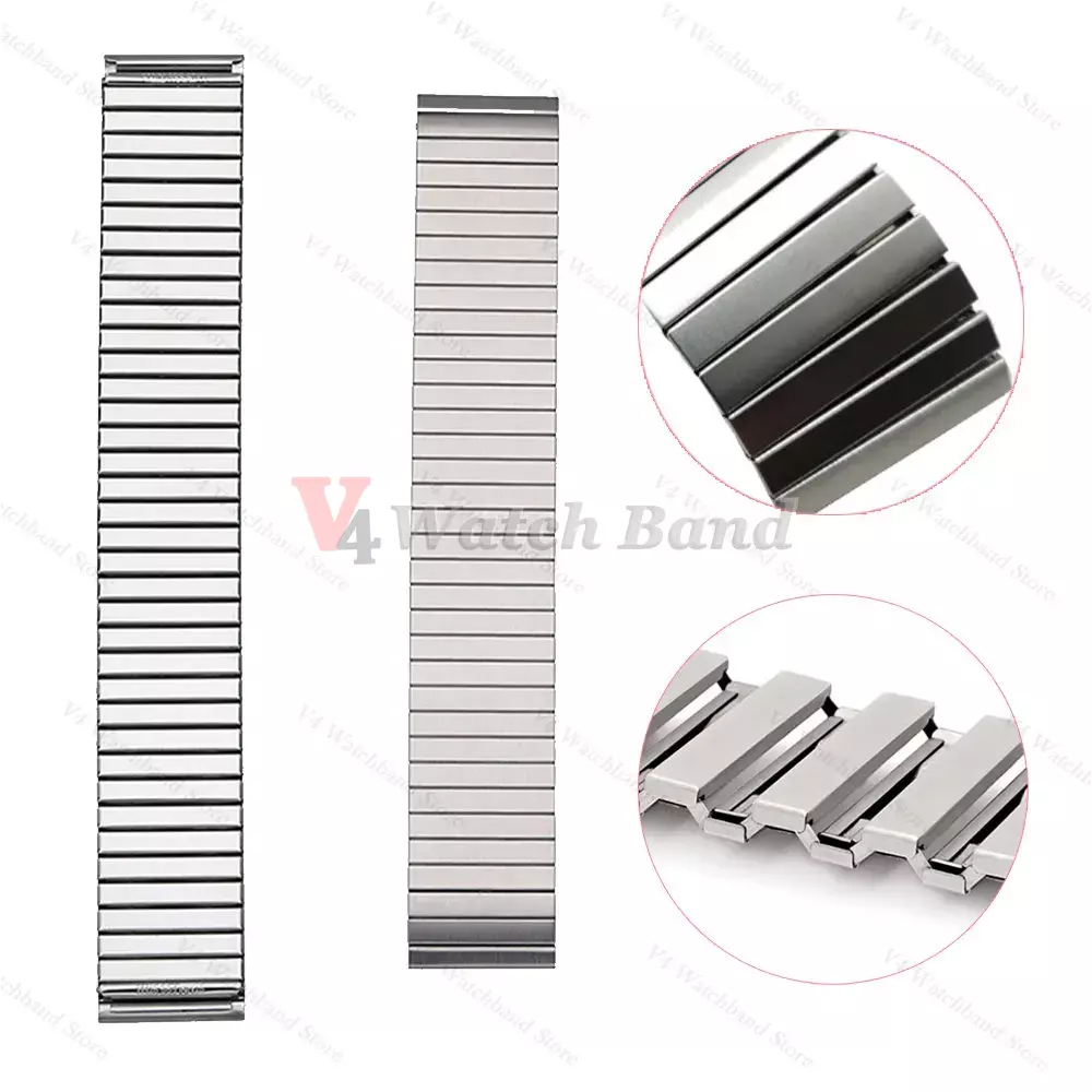 Elastic Stretch Watch Strap Stainless Steel Watch Band 14mm 16mm 18mm 20mm 22mm Metal Expansion Strap Wristband Bracelet Tool
