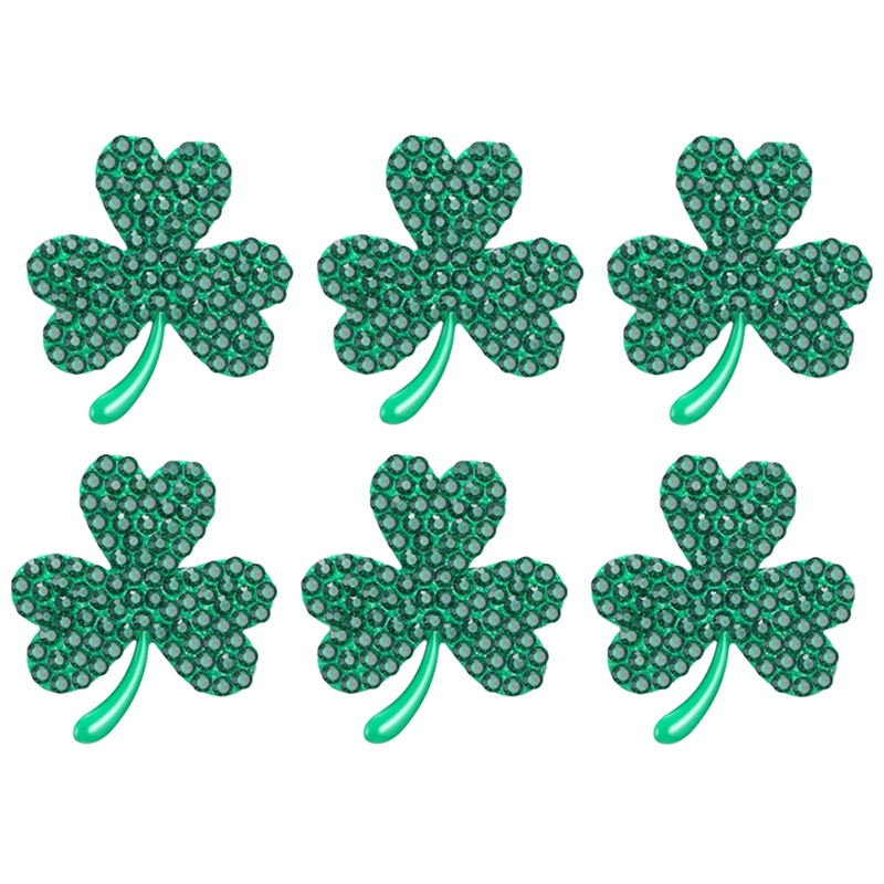 6 Pcs Shamrock Napkin Ring Buckle Napkin Ring Rhinestone Napkin Ring For St. Patrick's Day Wedding Party Table Decor,Etc: Default Title