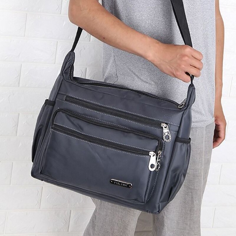 Oxford Male Messenger Bag Business Briefcase Casual Business Waterproof Shoulder Bag Big Capacity Crossbody Bags: Gray