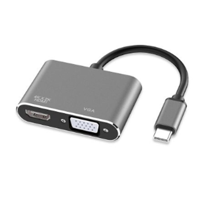 Type-C to HDMI+Vga Computer Monitor Cable Apple Converter Notebook Docking Station: Default Title