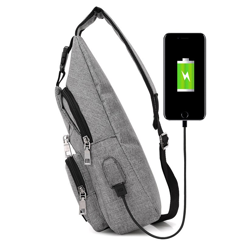 Multi-functional men's leisure one-shoulder bag for travel outside the door USB charging must-have chest bag