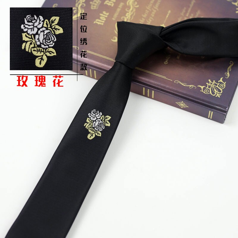 Mænd slips personlighed broderi blomster sort rød forretning afslappet koreansk britisk smal 5cm slips vild trend slips tilbehør: Zy-cx-a